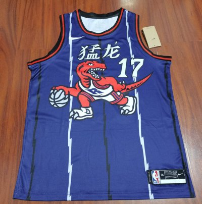 Maillot de Basket #17 Lin Raptors ave Chinese Team Name Violet Personnalisée Imprimé